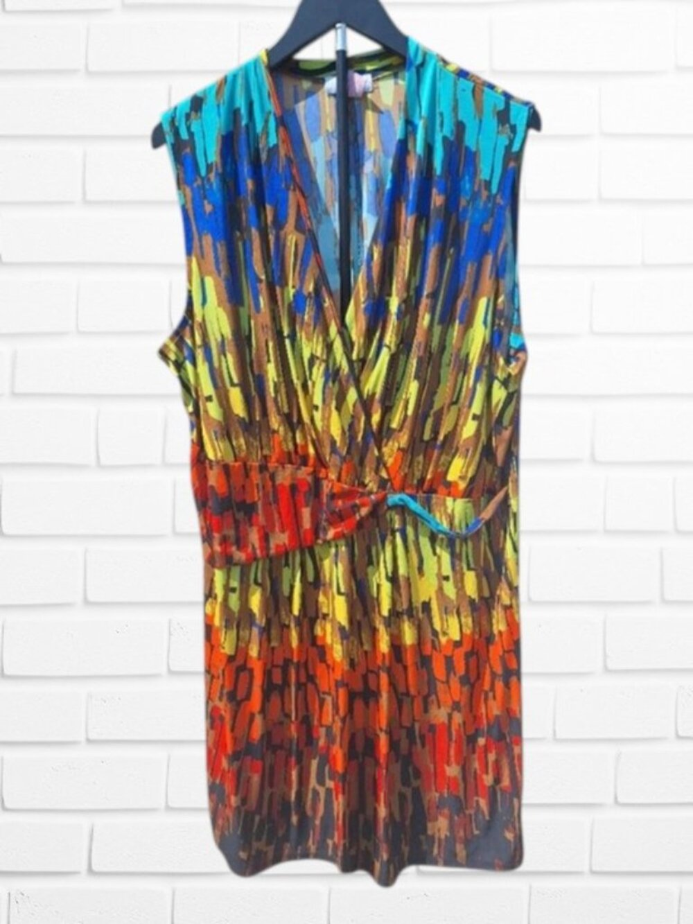 Lucy Diamonds Abstract Brushstroke Knit Dress Multicolor Plus Size 3X